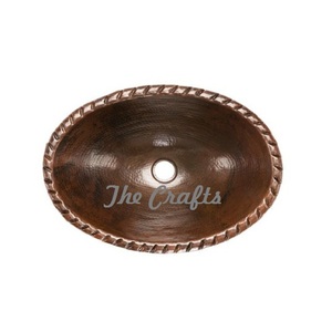 Fregadero de cobre de forma ovalada para accesorios de baño y cocina, utensilios de tamaño personalizado, lavabo a precios baratos - Product Image 1