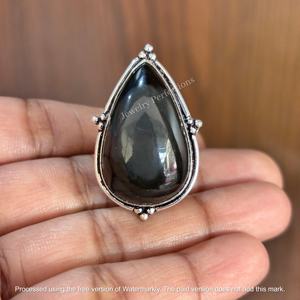 Trendy Wholesale Black Tourmaline large gemstone <b>Ring</b> Sterling Silver Gemstone Silver <b>Ring</b>, Healing <b>Crystal</b> - Product Image 5