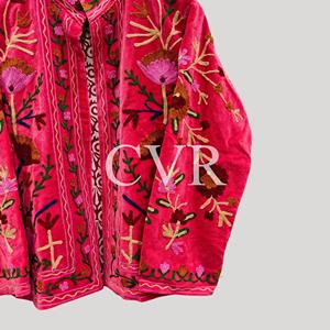 Velvet Embroidered Floral Jacket Full Sleeve Turn-<b>down</b> Collar Bohemian Style Adult Autumn Wear - Product Image 3