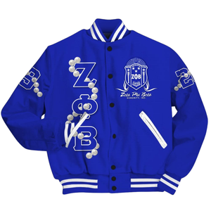 Zeta Phi Beta 1920 azul blanco Varsity Jacket Sorority Letterman ZPB Greek Life Chenille Patch Founders Edition Gear - Product Image 4