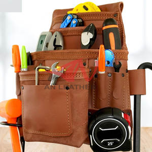 Sac à outils d'électricien en cuir épais moderne, construction durable pour les environnements de travail exigeants - Product Image 4