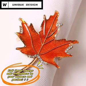 Rassemblements de famille de tous les jours ronds de serviette en acier inoxydable feuille d'érable rouge décor de table idéal à des fins décoratives - Product Image 2