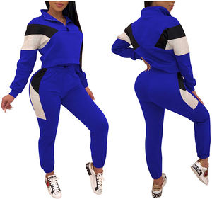 2025 nouveau Design survêtement Logo personnalisé Sport costume décontracté en plein air printemps confortable sur la taille femmes survêtement couleur bleue - Product Image 1