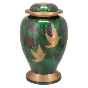 Urnes de crémation pour adultes en laiton de haute qualité et de nouvelle forme avec finition en émail or et blanc. - Product Image 3