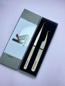 Ensemble de pinces à extensions de cils en acier inoxydable de qualité supérieure, anti-magnétiques, à pointe lisse, poignée confortable, 10 mm, pour la greffe de cils, Kaamir - Product Image 4