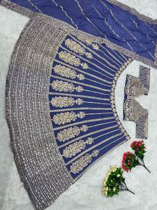 Faux Georgette lourd de qualité supérieure Lehenga Choli finement brodé paillettes détaillant vrai miroir travail à la main coton pour traditionnel - Product Image 4