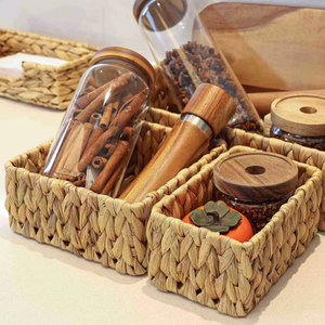 Cesta de Almacenamiento de Jacinto de Agua Tejida a Mano, Económica y al por Mayor, Cesta Natural Bohemia Sostenible para Baño y Sala de Estar - Product Image 4