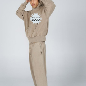 ชุดวอร์มสำหรับผู้ชายชุดวอร์มมีฮู้ด2ชิ้นชุดวิ่งกีฬาแบบสวมหัวชุดวอร์มกางเกงขายาวแบบลำลองมีซิป - Product Image 5