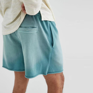 Wholesale 100% Cotton <b>Fleece</b> <b>Men's</b> Acid Wash <b>Shorts</b> Good Quality Custom Puff Printing Solid Pattern Drawstrings - Product Image 3