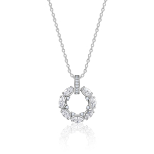 Collier pendentif cercle de luxe taille marquise pour femme, en argent sterling 925 avec halo de diamants CZ, bijoux de mariage élégants - Product Image 1