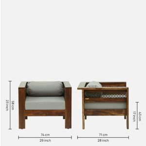 Hasti Traditional 1-Seater Sheesham Wood <b>Sofa</b> <b>Set</b> with Provincial Teak Finish for Living Rooms Halls or Villas - Product Image 2