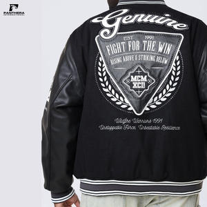 Veste en laine noire vintage à col montant, hiver, broderie personnalisée, logo, veste de style Letterman - Product Image 4