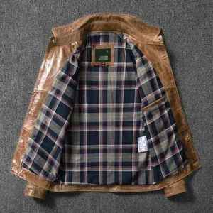 Chaqueta bomber de piel de vaca auténtica para hombre, impermeable, transpirable, Anti-Uv, cuello mandarín, forro de algodón, chaqueta de bombardero para moto y motorista para invierno - Product Image 3