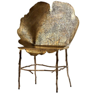 Chaises de salon de luxe de haute qualité en métal, feuilles de Ginkgo, design, plaqué or, accessoires de meubles - Product Image 6