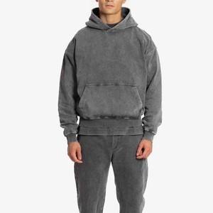 Sweat à capuche vintage surdimensionné pour homme Sweat-shirt zippé avec poches Streetwear délavé à l'acide Veste à capuche lourde en polaire - Product Image 4