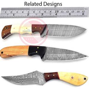 Custom Handmade Damascus Steel Blank Blade Skinner and <b>Camping</b> Knives - Product Image 6