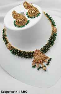 Indian Traditional Ethnic Gold Plated Copper Bridal Wedding Jewelry <b>Set</b> for Women <b>Earrings</b> <b>and</b> <b>Necklace</b> <b>Set</b> Party Occasion - Product Image 2