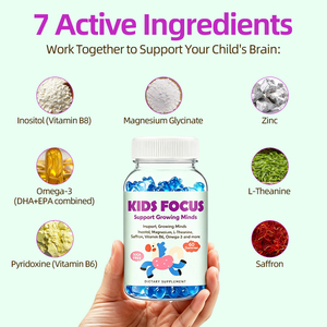 Gomitas para Niños con Omega 3 DHA, Magnesio, L-Teanina, Azafrán y Vitaminas, Suplemento para la Salud Cerebral, Apoyo Cognitivo para Niños - Product Image 4