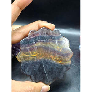 Sculpture de Guanyin Bodhisattva sur lotus en pierre multi-fluorite, 97 g, 3 pouces, Reiki/Chakra/Énergie, Décoration d'intérieur - Product Image 2