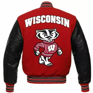 Chaqueta de Cuero Premium para Hombre de Alta Calidad Personalizada OEM con Cierre de Botones Cubiertos, Chaqueta de Béisbol con Letras Premium Hecha en EE. UU. - Product Image 5