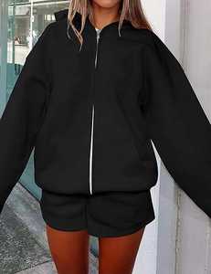 Sweat à capuche en polaire zippé pour femme, 100% coton, anti-boulochage, respirant, avec logo frontal, décontracté - Product Image 6