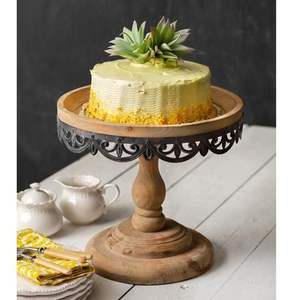 Handmade wooden <b>cake</b> <b>stand</b> for wedding anniversary centerpiece with <b>vintage</b> look and sturdy pedestal for stability - Product Image 5