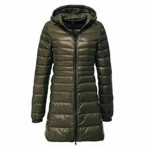 Veste longue matelassée pour femmes grande taille pour l'hiver, col montant, capuche, fermeture éclair décontractée, veste longue matelassée - Product Image 4