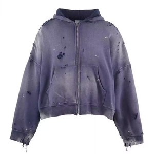 Sudadera con Capucha Extra Grande para Hombre, Invierno 2025, Bolsillos Desgastados, Felpa de Algodón Grueso, Estilo Urbano, Vintage, Lavado Monkey - Product Image 1