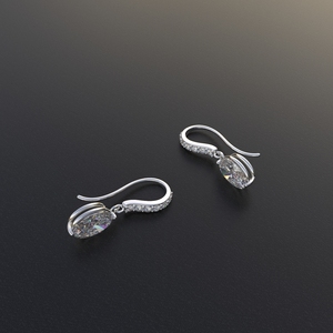 Pendientes colgantes finos Avarta, diseño colgante ovalado en plata de ley, viene con colección fina de diamantes cultivados en laboratorio para su joyería - Product Image 3