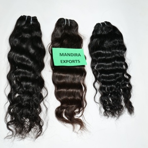 Cuticules non traitées alignées vierge vague lâche faisceaux naturels armure ondulée cheveux humains du temple indien - Product Image 6