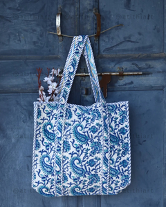 Sac fourre-tout en coton matelassé avec fermeture éclair ATITHI ART, léger, doux, rembourré, écologique, réutilisable, pour le shopping, les voyages, le transport quotidien - Product Image 3