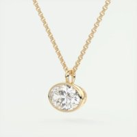 Collier de diamants de laboratoire de 2.0 ct taille ovale ensemble de lunette pendentif en diamant blanc taille ovale solitaire collier de chaîne en or jaune 14 carats