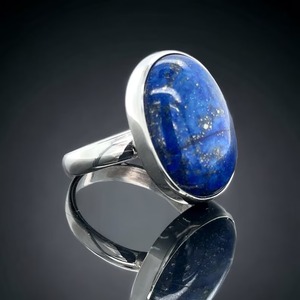 Mehrajudin Gems <b>Lapis</b> <b>Lazuli</b> Sterling Silver Simple Engagement Promise <b>Ring</b> Bezel Setting Third Party Appraisal Small Size - Product Image 2