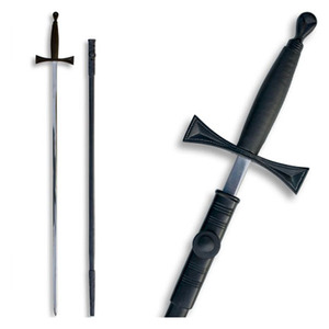 Épée des Templiers avec poignée noire et étui noir, étui maçonnique, épée maçonnique de haute qualité, fabriquée à la main, personnalisée - Product Image 1