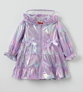 Ozkiz ชุดเสื้อกันฝนของเด็กผู้หญิงที่มีผิวสีรุ้งแวววาวและตัดขอบรูดซิปได้ง่าย & กระเป๋าที่เข้ากัน - Product Image 3