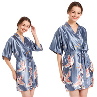 Nouvelle Simulation Soie Dames Pyjamas Grande Taille Peignoir Femme Vêtements De Nuit Personnalisé Imprimé Satin Femmes Robe