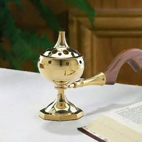 Brûleur d'encens léger Lowellcraft MIB05561 en laiton plaqué or antique poli de haute qualité, style indien, pour la maison