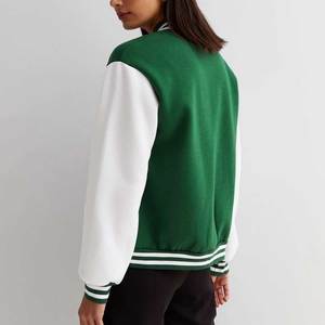 Vestes universitaires décontractées en cuir pour femmes avec col montant, tricotées, unies, respirantes et coupe-vent pour l'hiver - Product Image 4