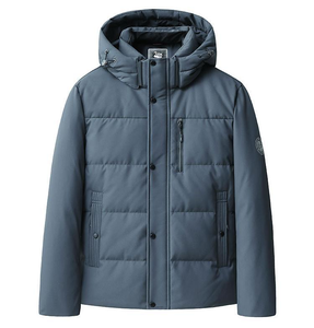 Veste en laine pour hommes XL Bomber en nylon d'hiver à fermeture éclair avec col montant à capuche épais et coupe-vent léger Caractéristique Plus Size - Product Image 1