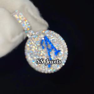 Colgante de Plata de Ley y Oro con Letra de Diamante Cultivado en Laboratorio VVS, Corte Brillante, Gema Azul, Estilo Hip Hop, Delicado, Unisex - Product Image 6