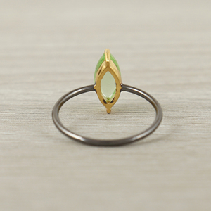 Bague Fine Femme Vintage Avec Pierres Précieuses Péridot Naturel Réglage Lunette Placage Noir Jaune Tendance Pour Les Fêtes De Mariage - Product Image 2