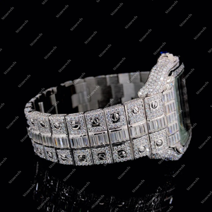 Luxury Custom <b>Black</b> Gemstone Diamond Top Brand Diamond <b>Watch</b> VVS Moissanite Diamond Automatic Mechanical <b>Watch</b> <b>for</b> Men 10kt Gold - Product Image 3