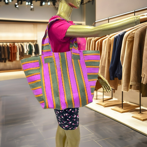 ถุงผ้าไนลอนรีไซเคิลเป็นมิตรกับสิ่งแวดล้อมถุงช้อปปิ้งพร้อมซิป rpet ทอด้วยมือทำจากพลาสติกรีไซเคิล - Product Image 1