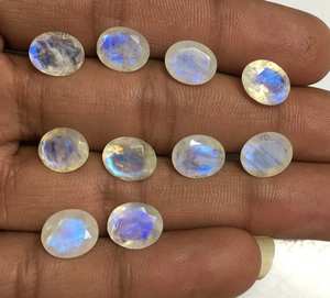 Pierre de lune arc-en-ciel naturelle coupe ovale pierres précieuses en vrac à facettes pointues dos 3x5mm à 15x20mm pierres de fabrication de bijoux - Product Image 5