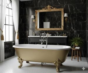 Bañera Ovalada Independiente de Latón Hecha a Mano, Bañera de Lujo para Baño, Fabricante de Marca Privada, Diseño Elegante, Acabado Mate/Blanco - Product Image 3