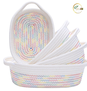 Modern Rustic Wall Mounted Storage <b>Basket</b> with Jute Handle Nested Fruit & <b>Vegetable</b> Gift <b>Basket</b> for Kitchen & Bathroom - Product Image 2