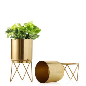Ensemble de 2 jardinières en métal d'intérieur et d'extérieur de couleur or pour usage domestique exportation mondiale la plus vendue - Product Image 2