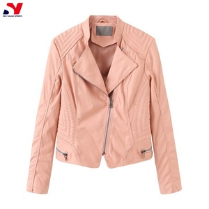 2025 femmes peau de mouton en cuir mince fermeture éclair veste populaire en gros avec broderie décoration bas prix - Product Image 3