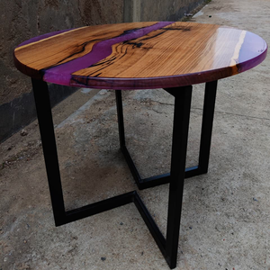 Petite table à manger ronde moderne en résine personnalisable avec dessus brillant et pieds robustes en fil métallique 4 places - Product Image 5