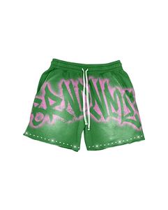 Concevez votre marque 100% coton Streetwear Sun Fade Sweat Shorts français éponge Logo personnalisé lavage à l'acide en détresse Shorts strass - Product Image 3